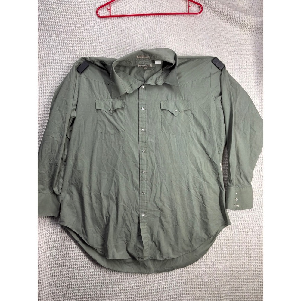 Western Mens Sheplers Pearl Snap Shirt 19-36 Tall Sage Green